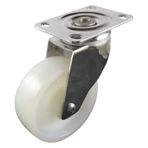 EASYROLL WHITE NYLON SWIVEL PLATE CASTOR S/S 100MM 